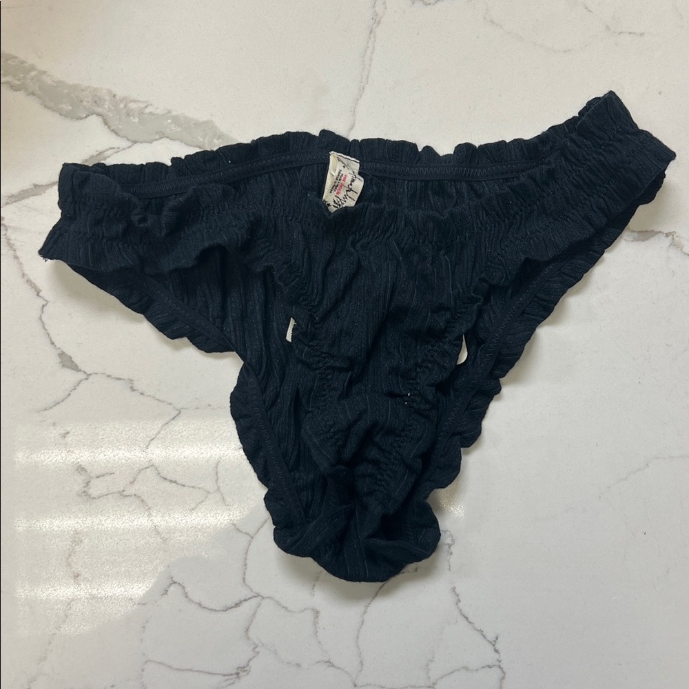 Free People Black Ruffled Undies/Underwear/Panties XS